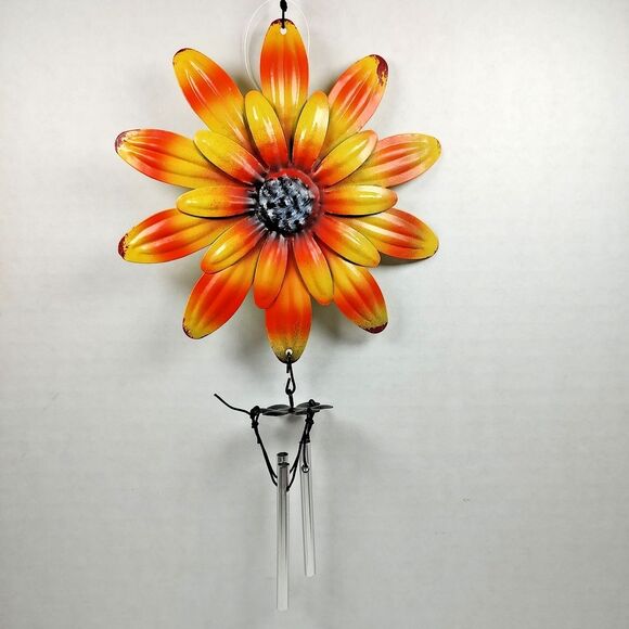 Hanging Sunflower Flower Metal Wind Chime Multicolor Garden Decor Ornament - Picture 2 of 8